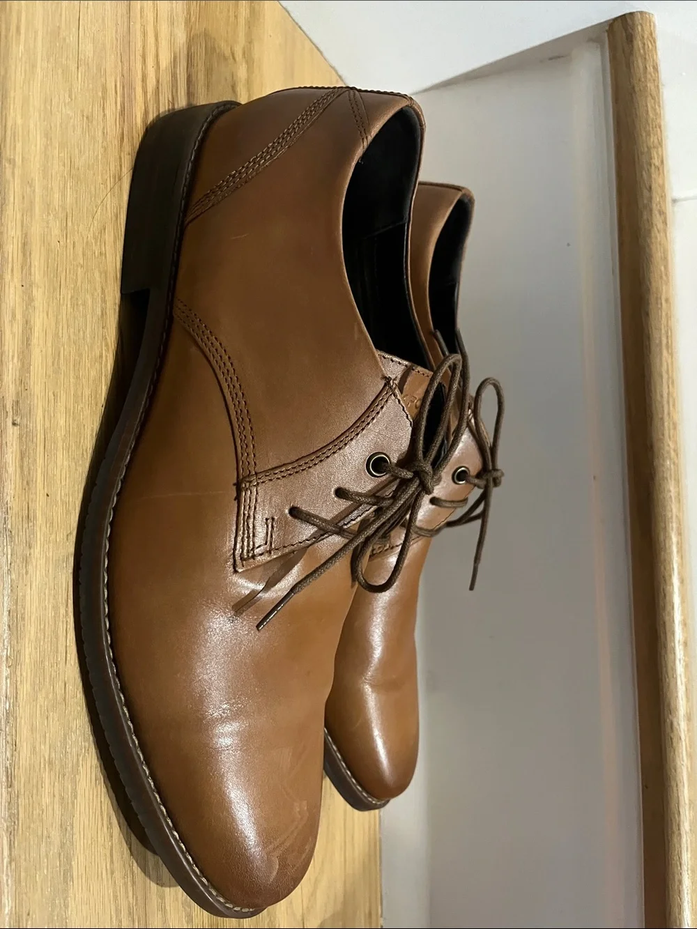 Rockport Tan Leather Derby Lace-Up Shoes